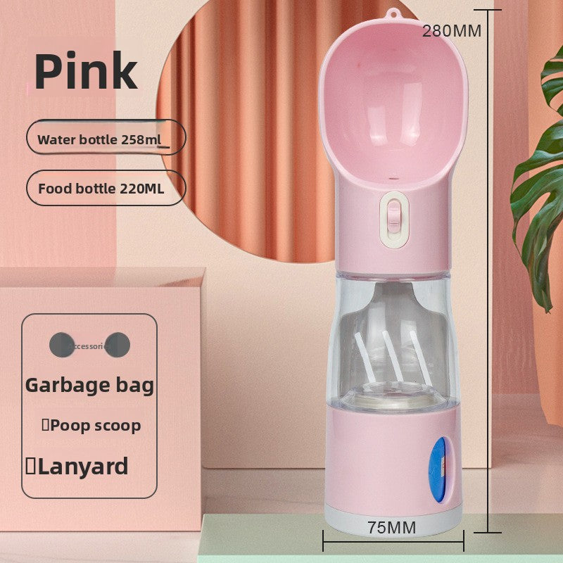 Botella De Agua Portátil Para Mascotas Con Recipiente